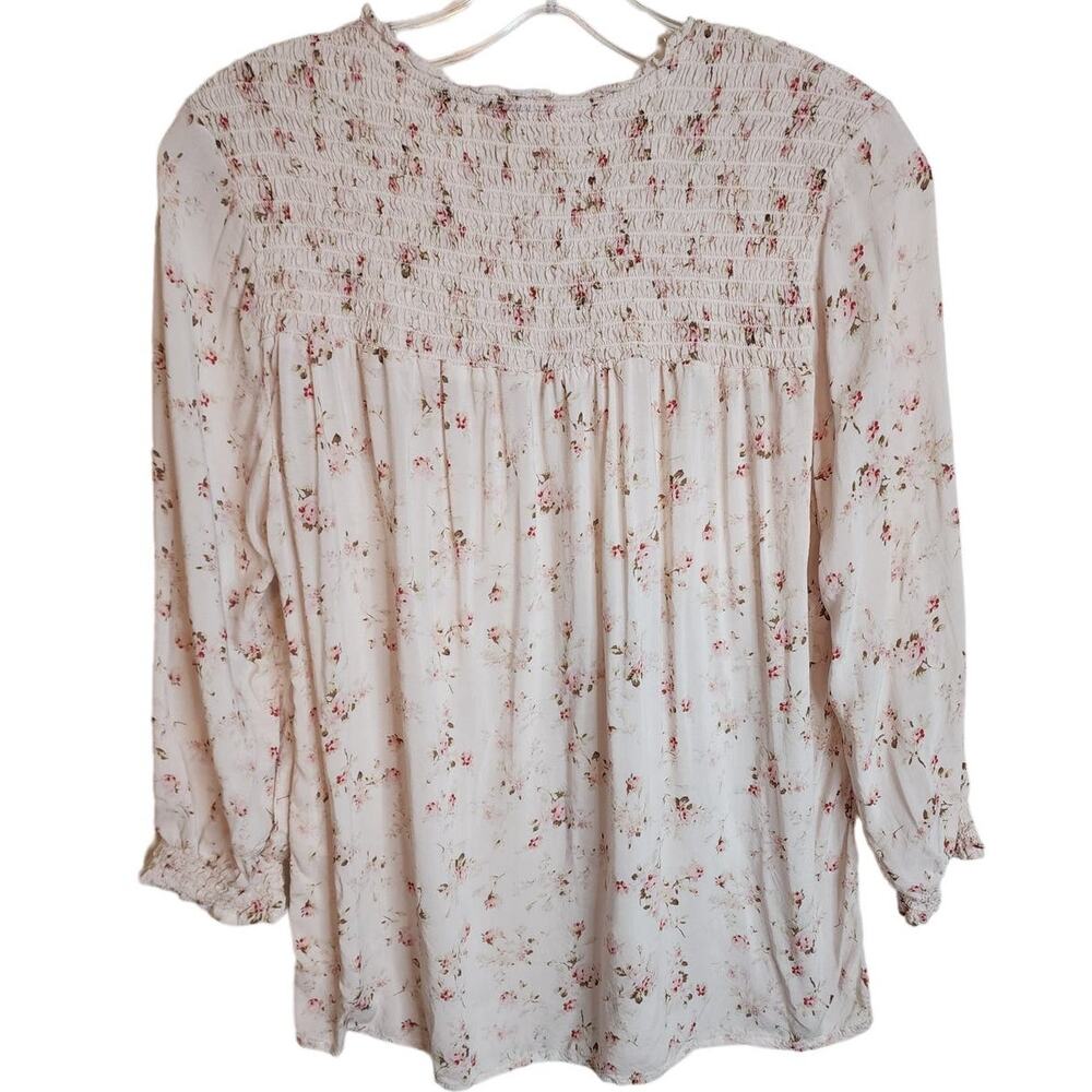 Cynthia Rowley Dainty Floral Blouse with Smocked Top, Small - Picture 6 of 6